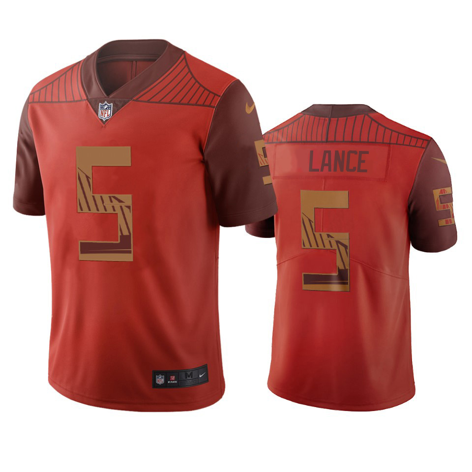 San Francisco 49ers #5 Trey Lance Orange Vapor Limited City Edition Jersey
