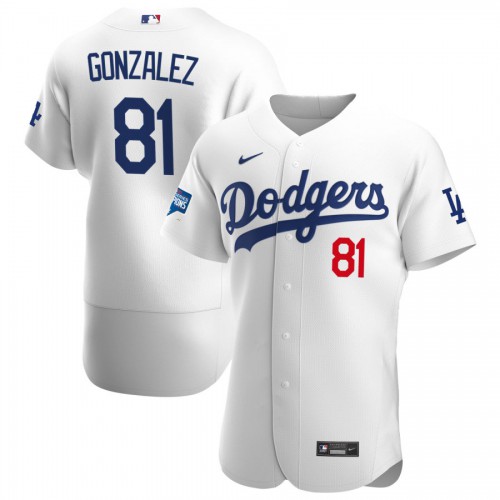 Los Angeles Los Angeles Dodgers #81 Victor Gonzalez Men's White Home 2020 World Series Champions Authentic Player Jersey Men's