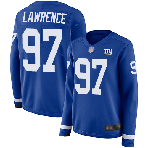 Giants #97 Dexter Lawrence Royal Blue Team Color Women's Stitched Limited Therma Long Sleeve Jersey