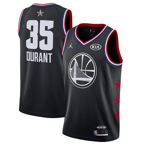 Golden State Warriors #35 Kevin Durant Black Jordan Swingman 2019 All-Star Game Jersey Mens