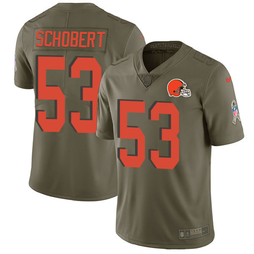 Cleveland Browns #53 Joe Schobert Olive Youth Stitched Limited 2017 Salute to Service Jersey Youth