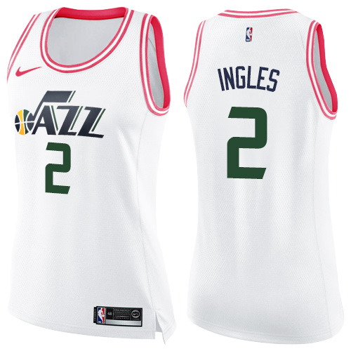 Utah Jazz #2 Joe Ingles White/Pink Womens Swingman Fashion Jersey Womens