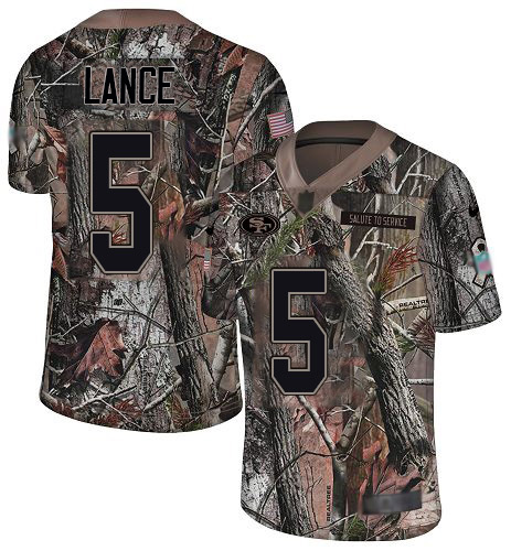 San Francisco 49ers #5 Trey Lance Camo Men's Stitched Limited Rush Realtree Jersey