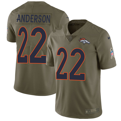 Denver Broncos #22 C.J. Anderson Olive Men's Stitched Limited 2017 Salute to Service Jersey Men's