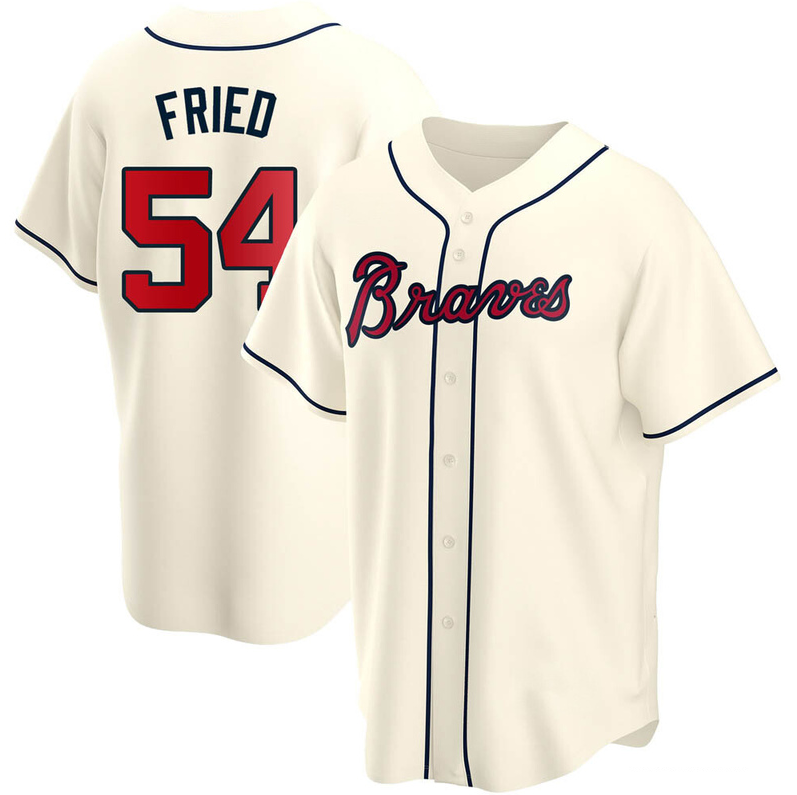 Men's Youth Women's Atlanta Braves #54 Max Fried Cool Base Alternate Jersey - Cream