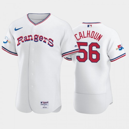 Texas Texas Rangers #56 Kole Calhoun 1972 Throwback 50th Anniversary Authentic Men's Jersey - White Men's