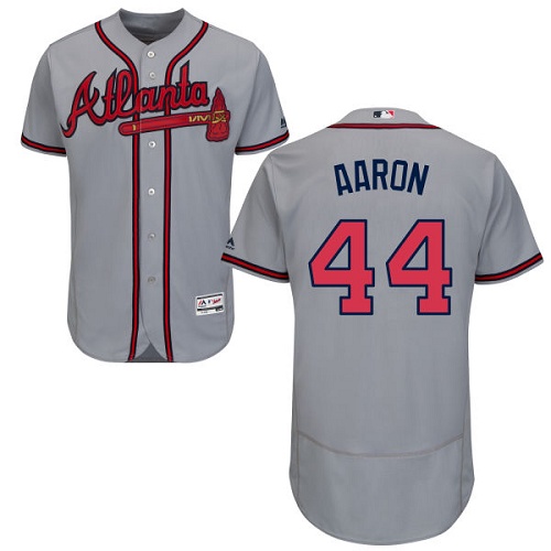 Atlanta Braves #44 Hank Aaron Grey Flexbase Authentic Collection Stitched Jersey Men's