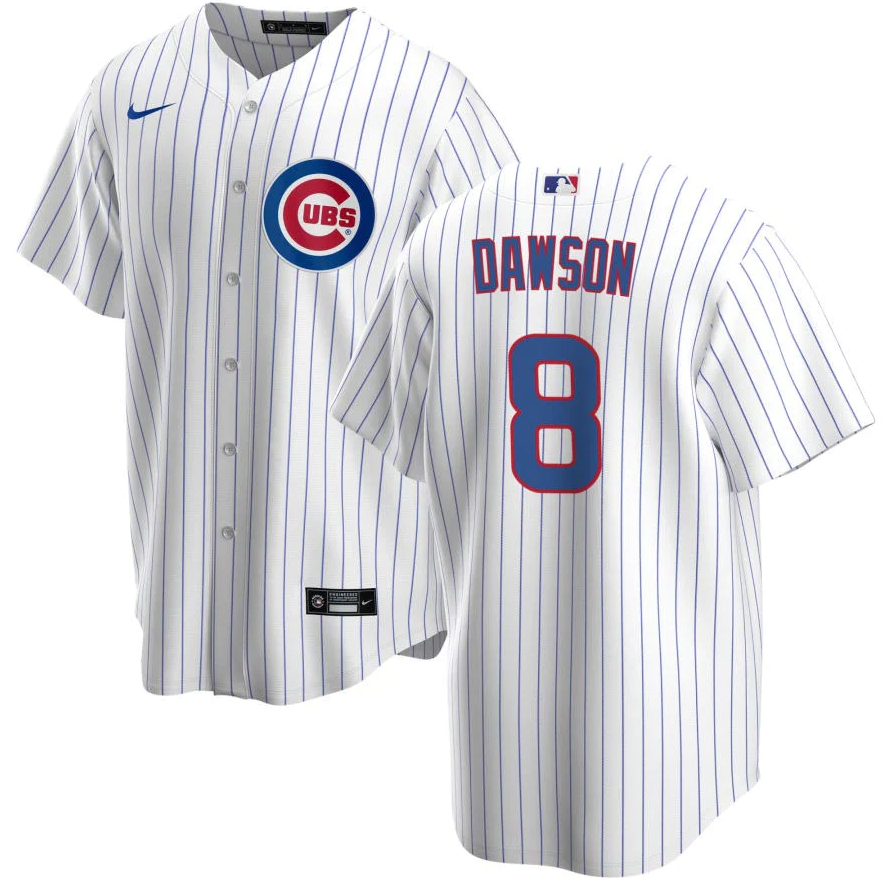 Men's Youth Women's Chicago Cubs #8 Andre Dawson White Royal Home Player Jersey