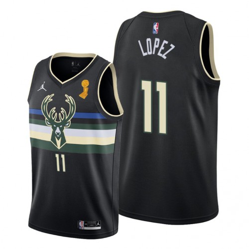 Milwaukee Milwaukee Bucks #11 Brook Lopez Womens 2021 Finals Champions Swingman Statement Edition Jersey Black Womens
