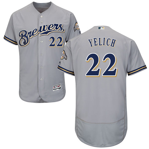 Milwaukee Brewers #22 Christian Yelich Grey Flexbase Authentic Collection Stitched Jersey Men's