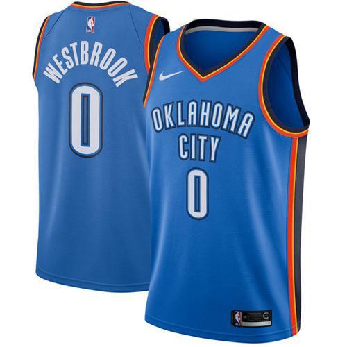 Oklahoma City Thunder #0 Russell Westbrook Blue Youth Swingman Icon Edition Jersey Youth