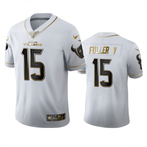 Houston Houston Texans #15 Will Fuller Men's White Golden Edition Vapor Limited 100 Jersey Men's