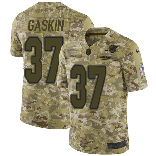 Miami Dolphins #37 Myles Gaskin Camo Men's Stitched Limited 2018 Salute To Service Jersey Men's