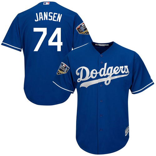 Los Angeles Dodgers #74 Kenley Jansen Blue Cool Base 2018 World Series Stitched Youth Jersey Youth