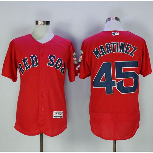 Boston Red Sox #45 Pedro Martinez Red Flexbase Authentic Collection Stitched Jersey Men's