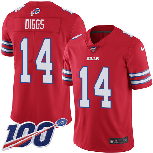 Bills #14 Stefon Diggs Red Youth Stitched Limited Rush 100th Season Jersey