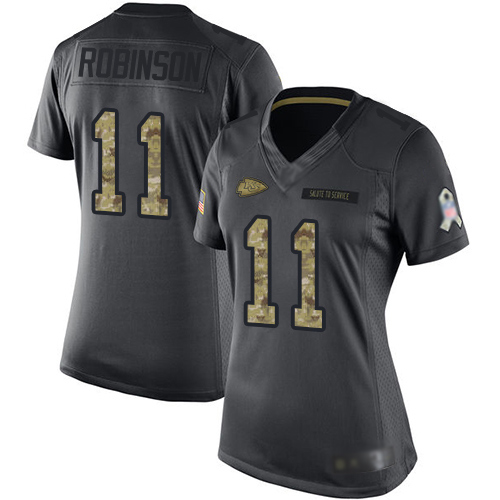 Kansas City Chiefs #11 Demarcus Robinson Black Women's Stitched Limited 2016 Salute to Service Jersey Womens