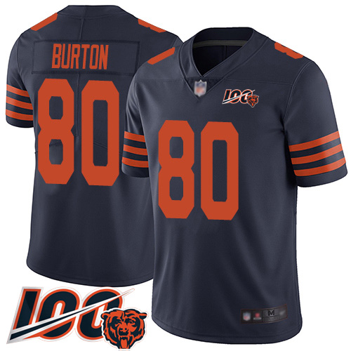 Chicago Bears #80 Trey Burton Navy Blue Alternate Youth Stitched 100th Season Vapor Limited Jersey Youth