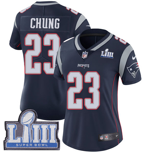 New England Patriots #23 Patrick Chung Navy Blue Team Color Super Bowl LIII Bound Women's Stitched Vapor Untouchable Limited Jersey Womens