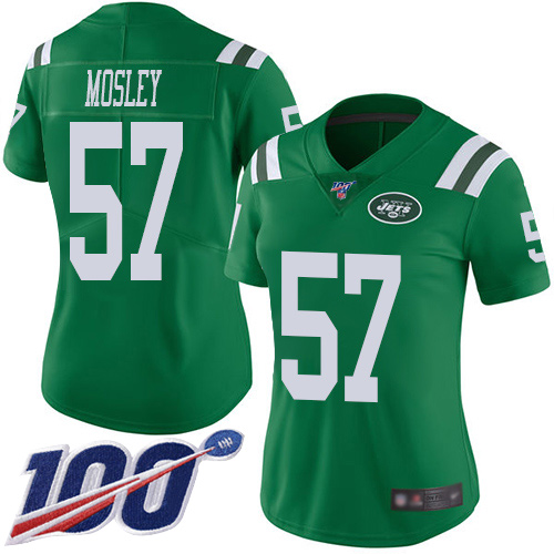 Jets #57 C.J. Mosley Green Women's Stitched Limited Rush 100th Season Jersey