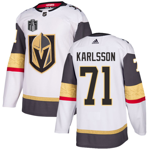 Adidas Golden Knights #71 William Karlsson White Road 2023 Stanley Cup Final Patch Authentic Stitched Jersey