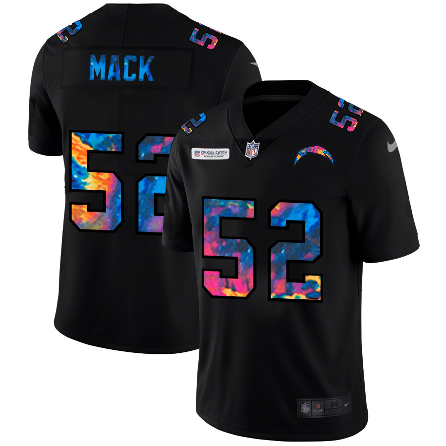 Los Angeles Chargers #52 Khalil Mack Men's Multi-Color Black 2020 Crucial Catch Vapor Untouchable Limited Jersey