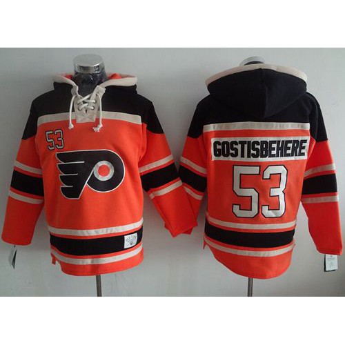 Philadelphia Flyers #53 Shayne Gostisbehere Orange Sawyer Hooded Sweatshirt Stitched Jersey Men's