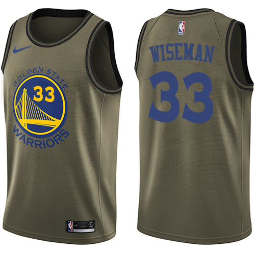 Golden State Warriors #33 James Wiseman Green Salute to Service Youth Swingman Jersey Youth