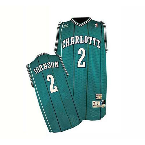 Charlotte Hornets #2 Larry Johnson Green Charlotte Charlotte Hornets Stitched Jersey Mens