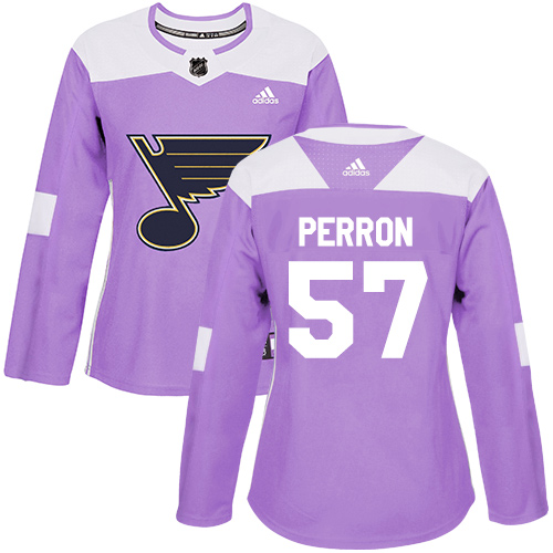 Adidas St. Louis Blues #57 David Perron Purple Authentic Fights Cancer Women's Stitched Jersey Womens