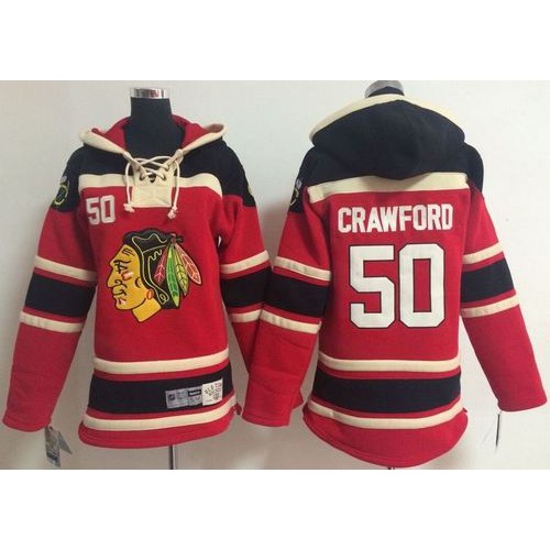 Chicago Blackhawks #50 Corey Crawford Red Sawyer Hooded Sweatshirt Stitched Youth Jersey Youth