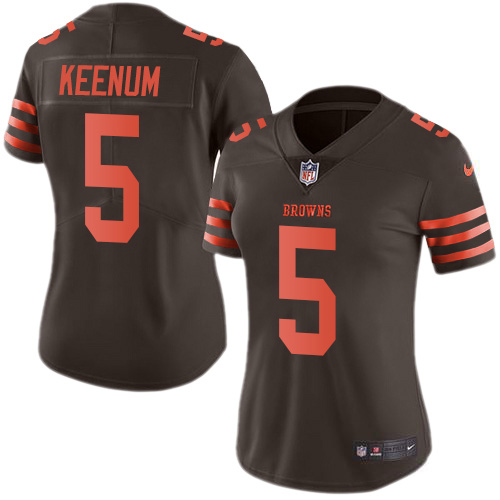 Cleveland Browns #5 Case Keenum Brown Women's Stitched Limited Rush Jersey Womens
