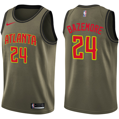 Atlanta Hawks #24 Kent Bazemore Green Salute to Service Youth Swingman Jersey Youth