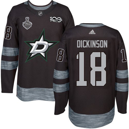 Adidas Dallas Stars #18 Jason Dickinson Black 1917-2017 100th Anniversary 2020 Stanley Cup Final Stitched Jersey Men's