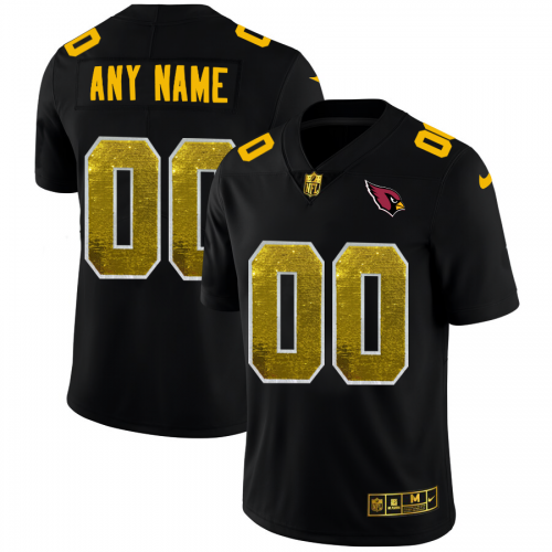 Arizona Cardinals Custom Men's Black Golden Sequin Vapor Limited Jersey