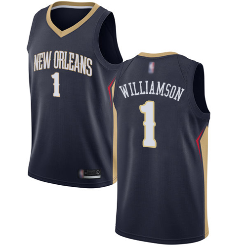 New Orleans Pelicans #1 Zion Williamson Navy Youth Swingman Icon Edition Jersey Youth