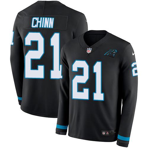 Panthers #21 Jeremy Chinn Black Team Color Youth Stitched Limited Therma Long Sleeve Jersey