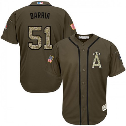 Los Angeles Angels of Anaheim #51 Jaime Barria Green Salute to Service Stitched Jersey Men's