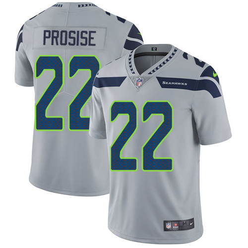 Seattle Seahawks #22 C. J. Prosise Grey Alternate Youth Stitched Vapor Untouchable Limited Jersey Youth