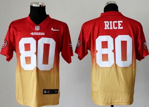 49ers #80 Jerry Rice Red/Gold Men's Stitched Elite Fadeaway Fashion Jersey