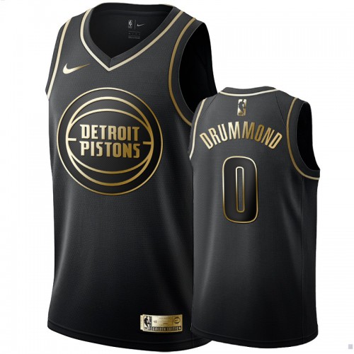 Detroit Pistons #0 Andre Drummond Mens Black Golden Edition Swingman Jersey Mens