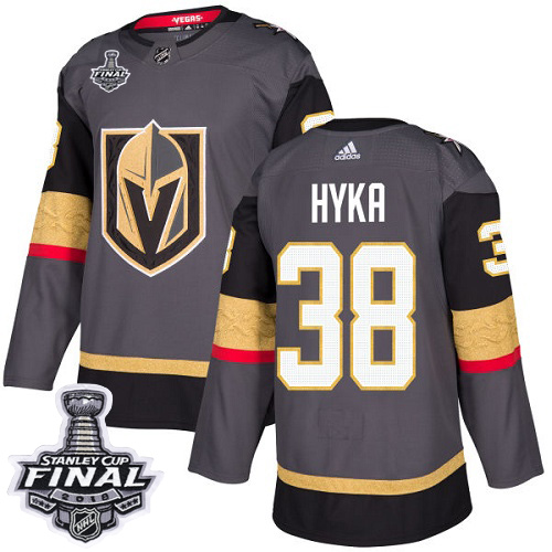 Adidas Golden Vegas Golden Knights #38 Tomas Hyka Grey Home Authentic 2018 Stanley Cup Final Stitched Jersey Men's