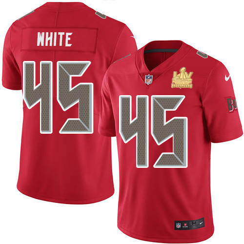 Buccaneers #45 Devin White Red Youth Super Bowl LV Champions Stitched Limited Rush Jersey