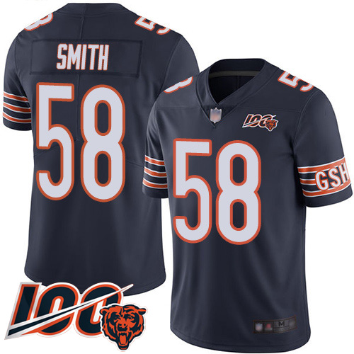 Chicago Bears #58 Roquan Smith Navy Blue Team Color Youth Stitched 100th Season Vapor Limited Jersey Youth