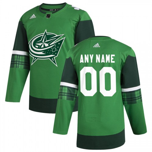 Columbus Blue Jackets Men's Adidas 2020 St. Patrick's Day Custom Stitched Jersey Green