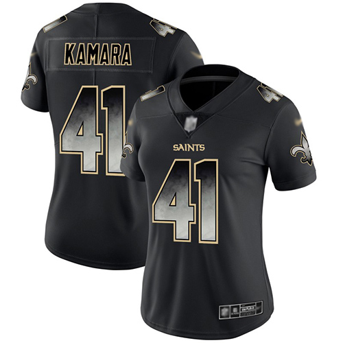 Saints #41 Alvin Kamara Black Women's Stitched Vapor Untouchable Limited Smoke Fashion Jersey