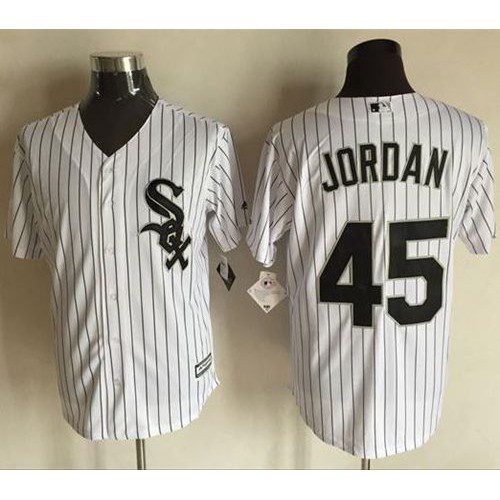 Chicago White Sox #45 Michael Jordan White(Black Strip) New Cool Base Stitched Jersey Men's