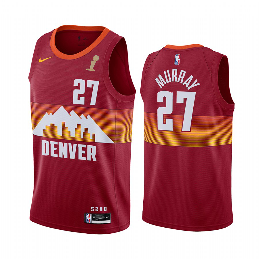 Nuggets #27 Jamal Murray Red Swingman 2023 Finals Champions City Edition Jersey