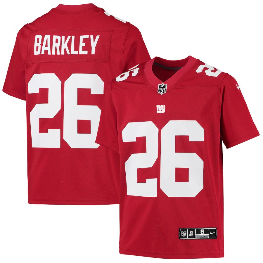 New York Giants #26 Saquon Barkley Youth Red Inverted Team Game Jersey