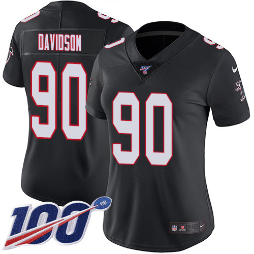 Atlanta Falcons #90 Marlon Davidson Black Alternate Women's Stitched 100th Season Vapor Untouchable Limited Jersey Womens